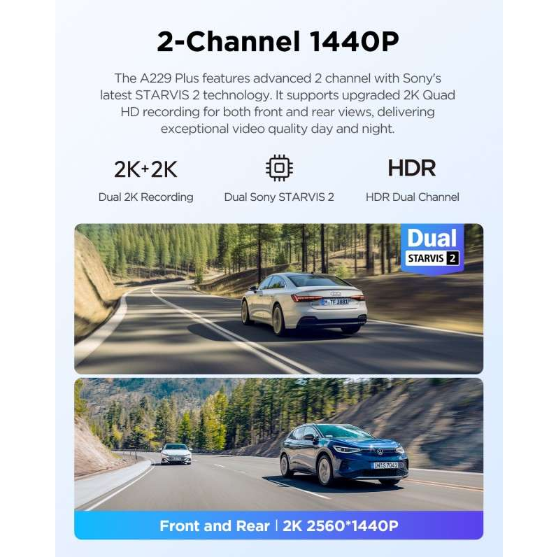 VIOFO A229 Plus: Dual 2K HDR Front + Rear